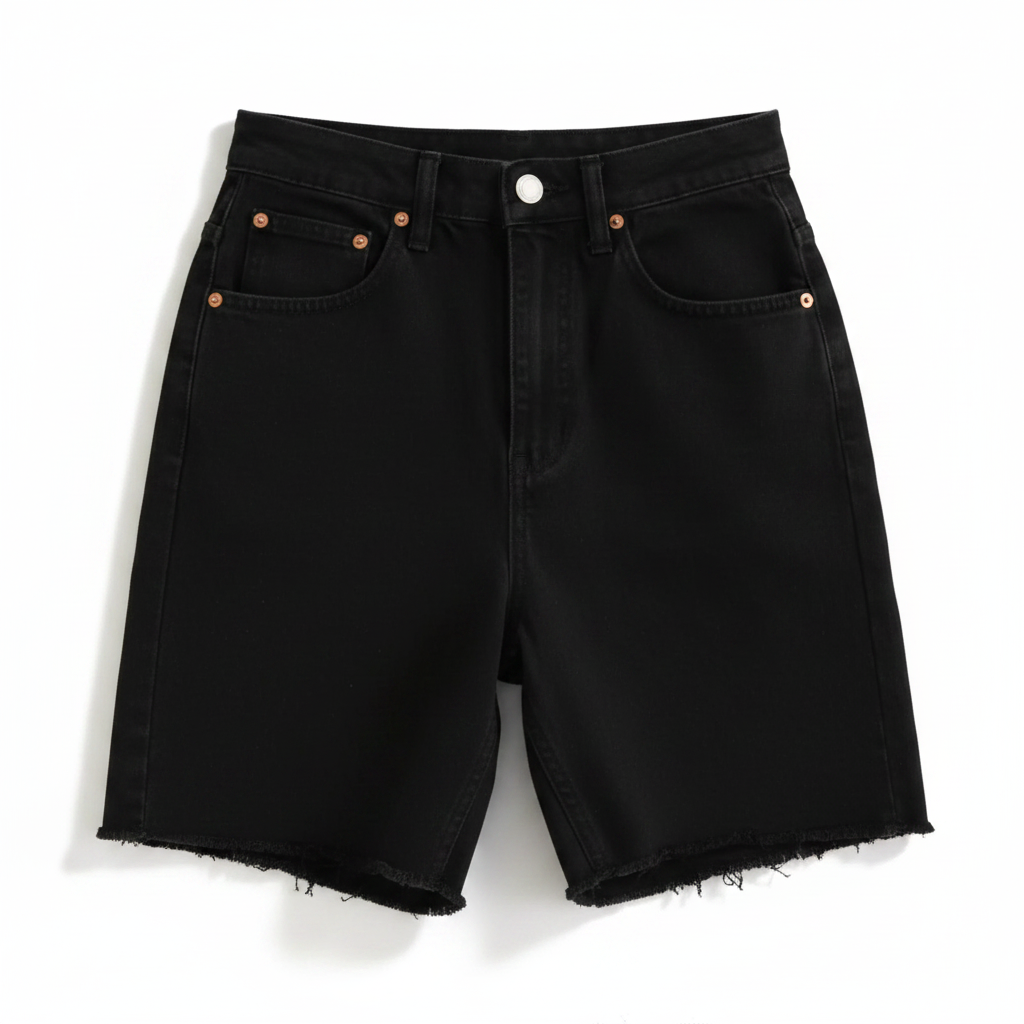 Women's Baggy Denim Shorts Black