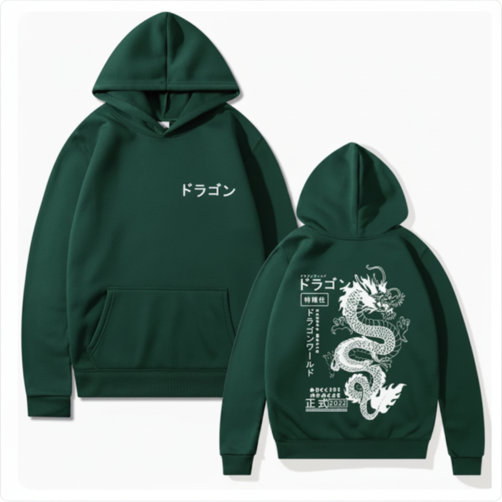Shadow Print Hoodie Green