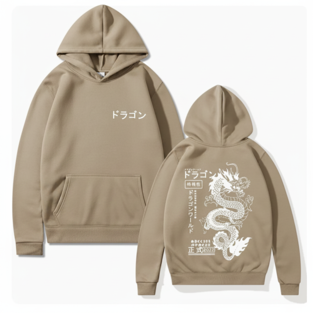 Shadow Print Hoodie Khaki